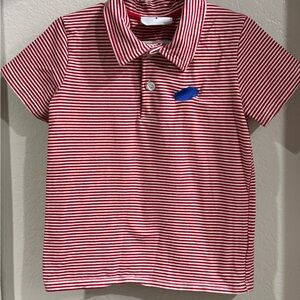 Jelly Beans Red and White Striped Kids Polo with blue football